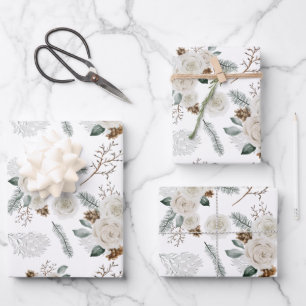 Papel de envolver floral botánico en hojas