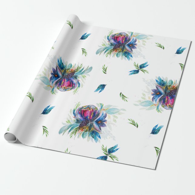 Papel de envolver floral con sello de peonía Bloom (Desenrollado)