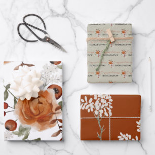 Papel de envolver floral de otoño en hojas