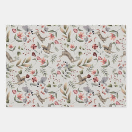 Papel de envolver flores y aves