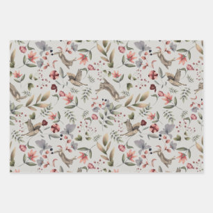Papel de envolver flores y aves