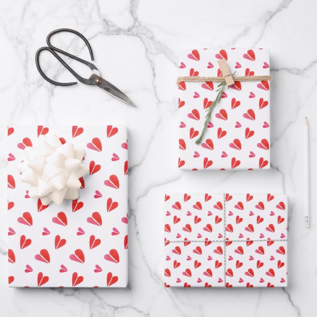 Papel de envolver hoja plana MINI HEARTS (Anverso)