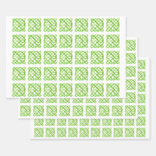 Papel de envolver hoja plana NUDO CÉLTICO VERDE