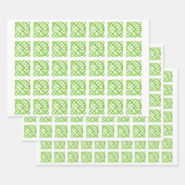 Papel de envolver hoja plana NUDO CÉLTICO VERDE (Set)