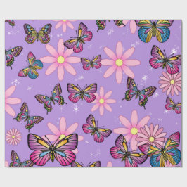 Papel de envolver mariposas florales