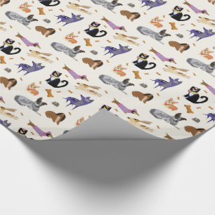 Papel de envolver Mascota con perros, gatos y rato