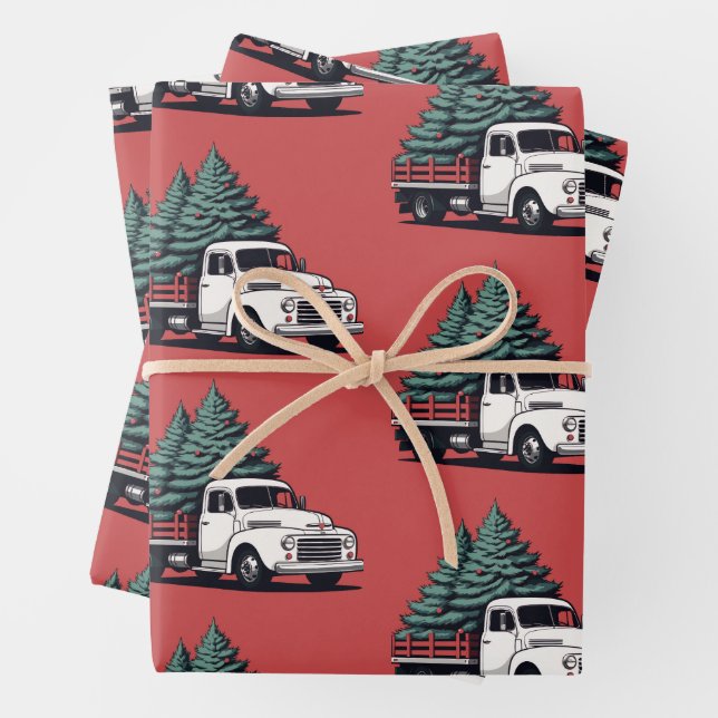 Papel de envolver Navidad | Patrón de camión de ár (In situ)