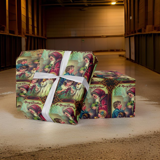 Papel de envolver navideño de Santa Niños (Subido por el creador)