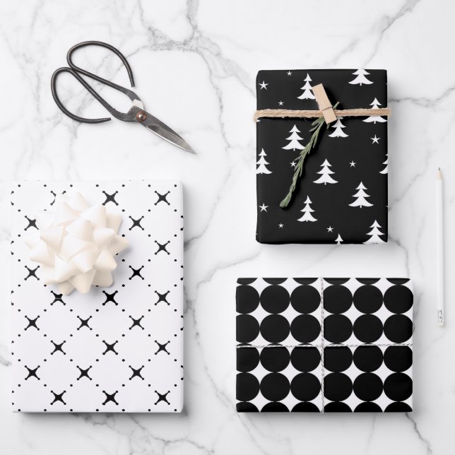 Papel de envolver negro masculino simple y minimal (Anverso)