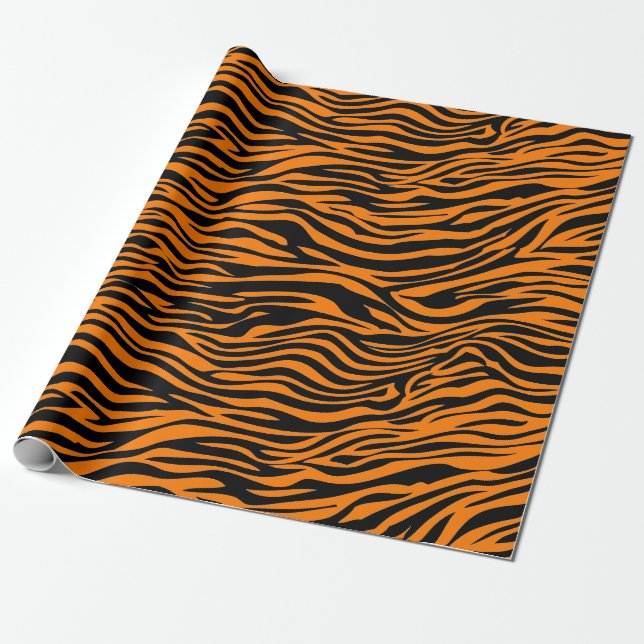 Papel de envolver NEGRO Y NARANJA TIGER STRIPE (Desenrollado)