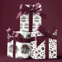 Papel de envolver para boda con flores en acuarela