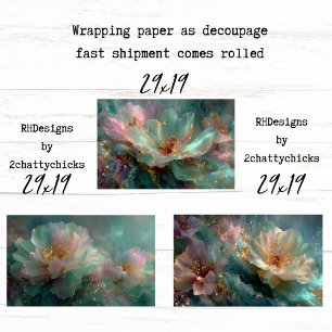 Papel de envolver para Decoupage Florales Turquesa