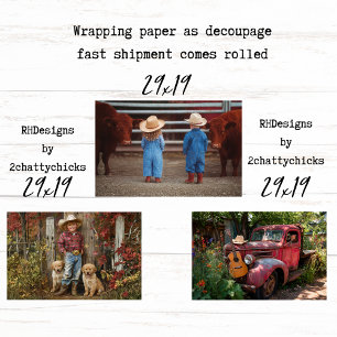 Papel de envolver para Decoupage Vida de granja