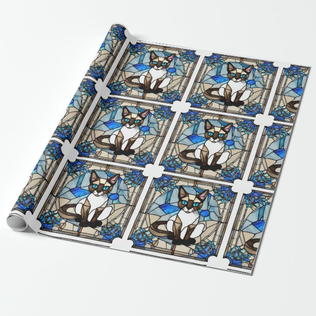 Papel de envolver para gato siamés de vidrio manch (Desenrollado)