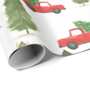Papel de envolver para Navidad en coche rojo