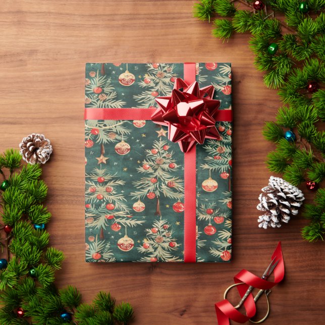 Papel de envolver para Navidades ornamentados (Regalo de vacaciones)