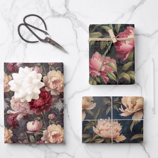 Papel de envolver peonías (Anverso)