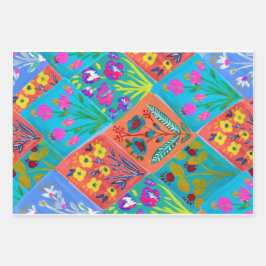 Papel de envolver ramo floral de patchwork