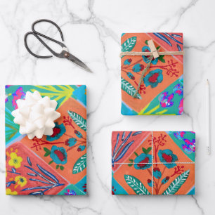 Papel de envolver ramo floral de patchwork