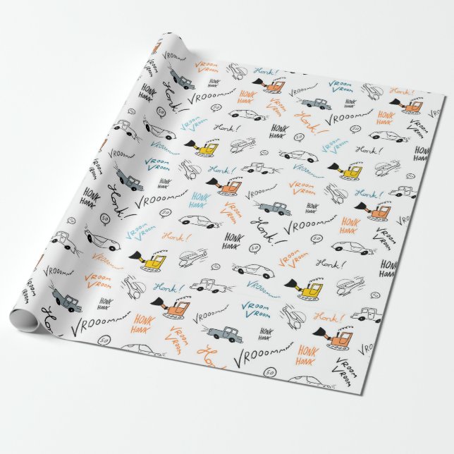 Papel de envolver regalo para autos y vehículos (Desenrollado)