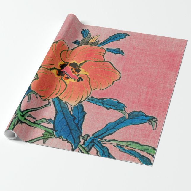 Papel de envolver rojo FLOWER (Desenrollado)