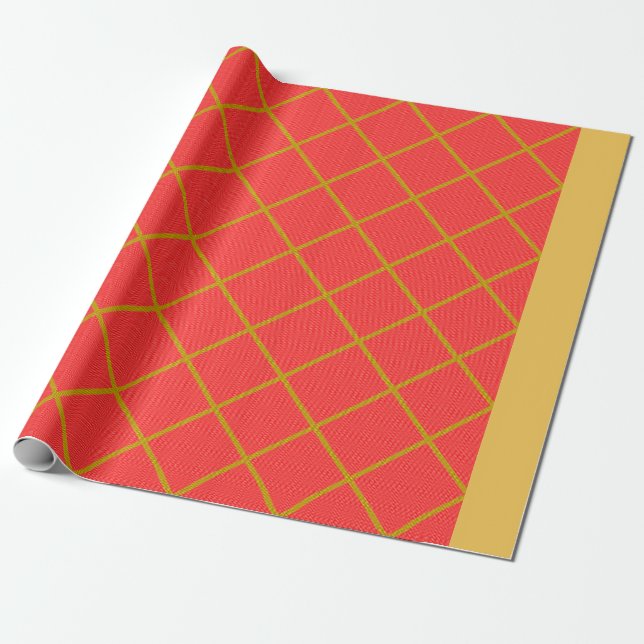 Papel de envolver rojo y dorado (Desenrollado)