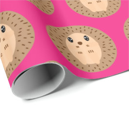 Papel de envolver rosa Kawaii Hedgehog