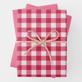 Papel de envolver rosa oscuro y sólido de Gingham
