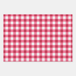 Papel de envolver rosa oscuro y sólido de Gingham