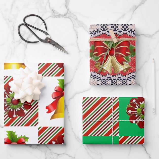 Papel de envolver sábanas de Feliz Navidad (Anverso)