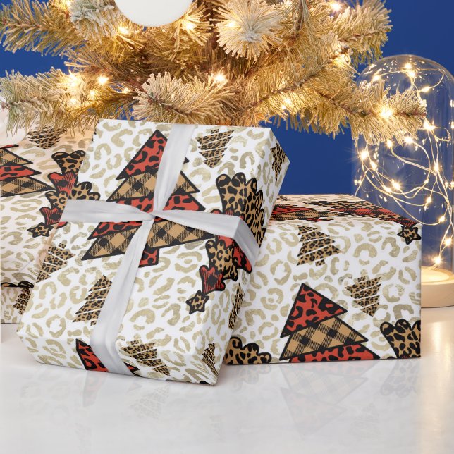 Papel de envolver salvaje de árboles navideños (Vacaciones)