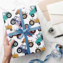 Papel de envolver tractor, papel de regalo de cump