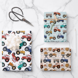 Papel de envolver tractores, papel de regalo de gr