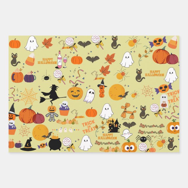 Papel de envolver variado para Pastel Halloween (Anverso)