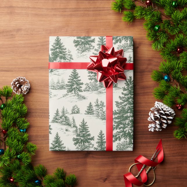 Papel de envolver verde para los Navidades frances (Regalo de vacaciones)