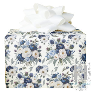 Papel de envolvimiento acuarela azul floral