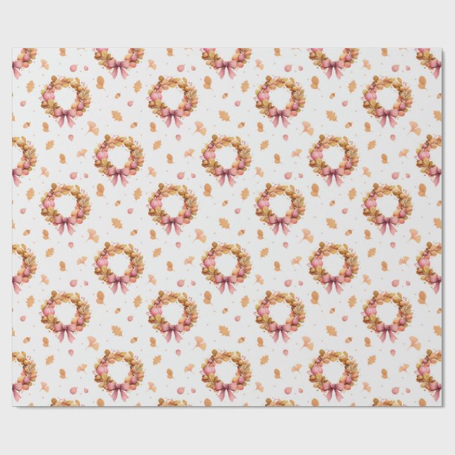 Papel de envolvimiento acuarela de flores de otoño (Superficie plana)