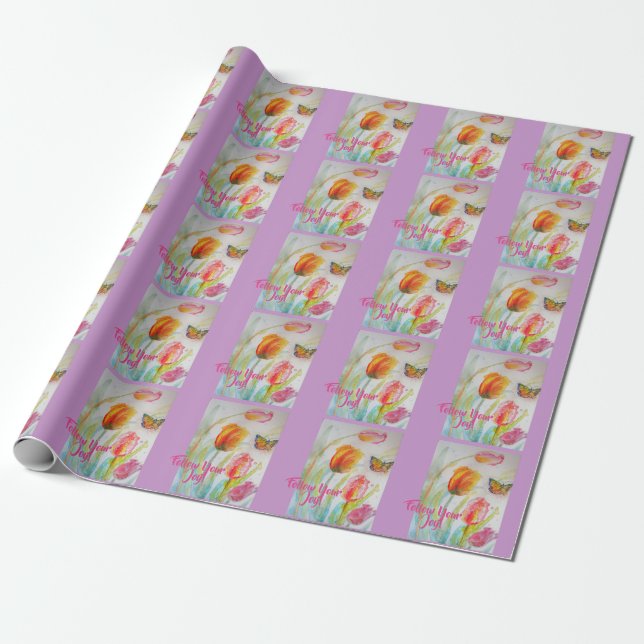 Papel de envolvimiento acuático floral de tulipane (Desenrollado)