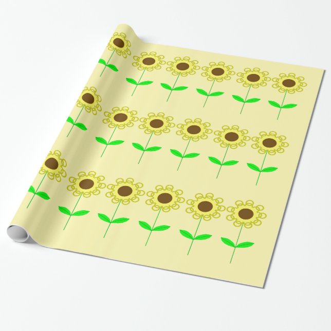 Papel de envolvimiento amarillo Daisies (Desenrollado)