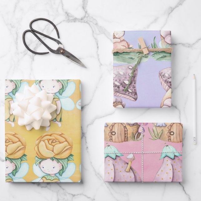 Papel de envolvimiento amarillo morado rosado de l (Anverso)