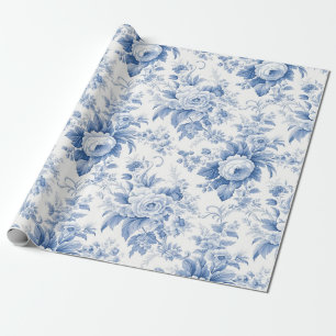 Papel de envolvimiento azul del inodoro floral fra