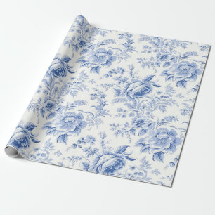 Papel de envolvimiento azul del inodoro floral fra