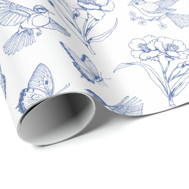 Papel de envolvimiento azul para la toalla floral  (Esquina del rollo)
