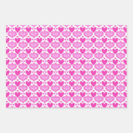 Papel de envolvimiento blanco de los corazones ros