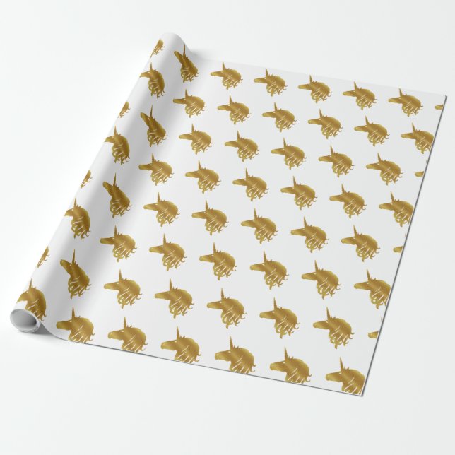 Papel de envolvimiento blanco mágico unicornio (Desenrollado)