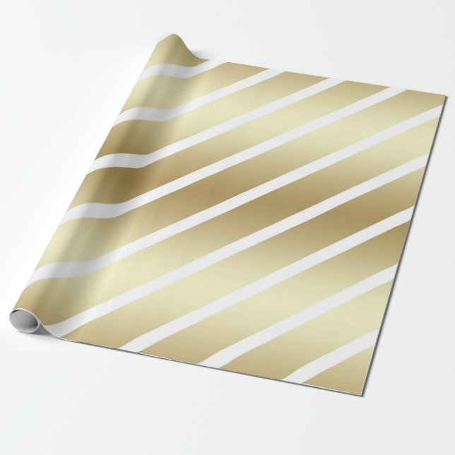 Papel de envolvimiento blanco y oro de lujo (Desenrollado)