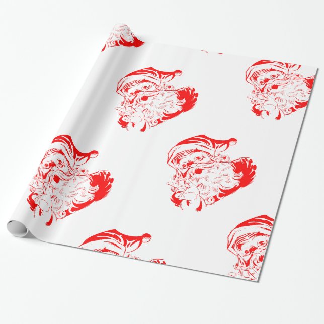 Papel de envolvimiento brillante, 30" x 6' SANTA,  (Desenrollado)