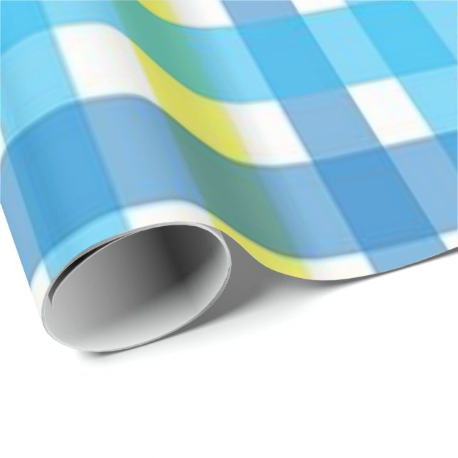 Papel de envolvimiento brillante amarillo azul (Esquina del rollo)