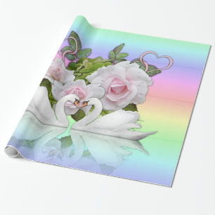 Papel de envolvimiento brillante, cisne blanco pas
