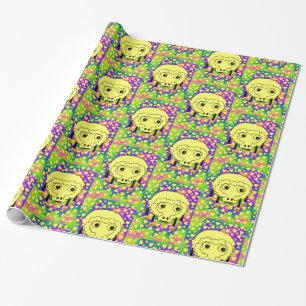 Papel de envolvimiento brillante, corazón amarillo